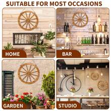 3 Pcs Wooden Wagon Wheel Decor, 3 Inch Vintage Western Style Wall Art, Farmhouse Wagon Wheel Rustic Yard Hanging Decor For Garden, Home, Bar, Garage