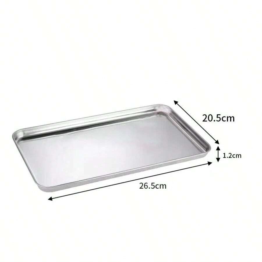 Rectangle Stainless Steel Tray Buffet Presentation Tray Metal Food Serving Plate Rice Noodle Pan Home Dishes Storage Organizer - Apricot - View 1