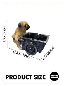 Cendrier en résine créatif en forme de carré de chien carlin. Accessoire de décoration d'intérieur, de bar, cadeau de fantaisie personnalisé sans électricité