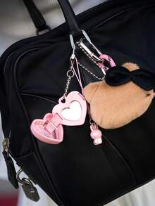 1个Y2K可爱甜美风DIY唇膏腮红膏固体彩妆容量0.4克小包装托盘，爱心镜盒二合一，心形包包挂饰钥匙扣配件，女士钥匙扣汽车配件，哥特风圣诞礼物创意包包配件挂绳带证件套，汽车配件，送给老师、朋友、姐妹 - 彩色 - 查看 8