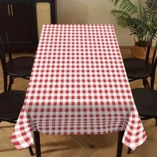 1 Stück moderner rot-weißer karierter Tischdecke, geeignet für Zuhause, Esszimmer, Küchentisch, täglichen Gebrauch in der Küche