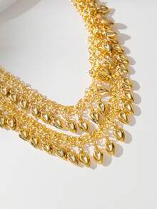 1pc Gold-Plated Kurdish Bride Shoulder Necklace, Middle Eastern Arabian Wedding Bride Jewelry Luxury Bridal Accessories - Gold - View 4