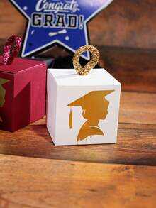 5pcs Graduation Season Bachelor Hat Strap Mini Candy Box, Party Holiday Gift Box Packaging Box, Four-Color Graduation Theme Candy Box - 5.5x5.5x5.5cm - View 5