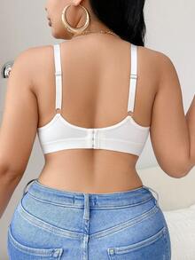1pc Plus Size Wireless & Unpadded Women Bra - White - View 3