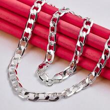 Charm Silver NecklaceFace Chain Necklace Lobster Clasp Men And Women Engagement Jewelry - Silver - View 1