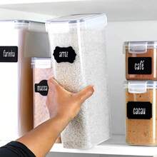 Kit 15 Airtight Food Jars Square Kitchen Storage Containers With Locking Lid Luvinco Organization - 無色 - 查看 6