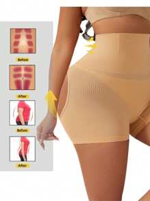 1 Stück Yoga Highwaist formende Shorts für Frauen, nahtlos, Shapewear, Bauchkontrolle, Körperformer, Po anhebend, Unterwäsche, hautfarbene Shorts, Fitnesszubehör