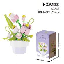 9种盆栽积木花束套装，ABS塑料积木玩具，微型积木创意DIY模型，母亲节礼物，圣诞节和万圣节礼物，永生花，卧室装饰，情人节礼物，感恩节礼物 - 彩色 - 查看 17