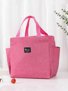 1pc, Waterproof Thermal Lunch Box Bag For Students And Office Workers - Perfect Travel Accessory And Kitchen Gadget For Healthy Meals On The Go - Hot Pink - View 3