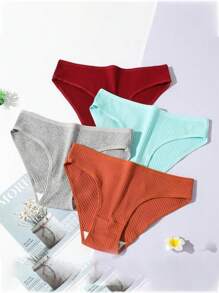 8pcs/Pack Women Low-Rise Solid Color Breathable Lifting Triangle Panties, Dual-Layer Crotch Design For Girls