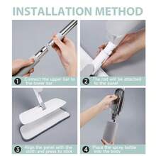 Microfibre Floor Spray Mop For Floor Cleaning, 360° Swivel Head With 3 Replacement Pads, 350ML Refillable Bottle & 1 Scraper - White - View 8