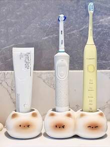 1pc Ceramic Cat Toothbrush Holder, Cute Siamese Cat Electric Toothbrush Stand Organizer, Couple Toothpaste Placement Bathroom Countertop Base Stand, Home Bathroom Decor, Bathroom Storage, Toothbrush Holder, Gift Fall Decor Back To School