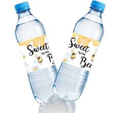 10 件装春季卡通蜜蜂节水瓶标签适用于节日婚礼、大黄蜂瓶标签、蜜蜂和蜂蜜防水瓶包装、主题生日派对装饰贴纸