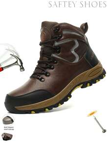 New Safety Boots For Men, High-Top, Steel Toe, Lightweight, Anti-Smash, Anti-Piercing, Protective, Hiking, Waterproof, Anti-Slip, Wear-Resistant, Industrial Work Shoes