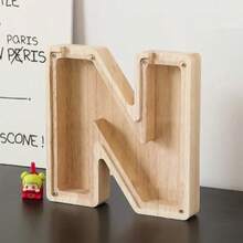 1pc Creative Wooden Alphabet Letter Coin Bank - 26 A-Z Coin Piggy Bank, Penny Saver, Acrylic Transparent Design Decor, Suitable For Birthday Gift, Home Decor, Halloween, Christmas, Thanksgiving, Easter Gifts, Back To School - Multicolor - View 15