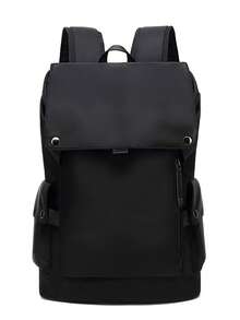 Fashion Casual Campus Style Student Backpack, Large Capacity Multi-Pocket Multifunctional Backpack - Black - View 1