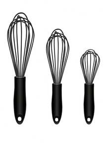 1 件硅胶手动打蛋器 - 手动打蛋器，家用烘焙工具，厨房用具 - 黑色 - 查看 1
