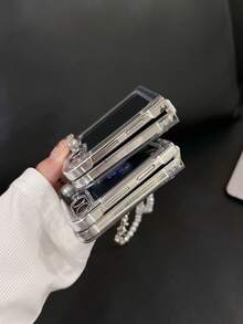 1 件心形珍珠手链和可折叠手机壳,适用于三星 Galaxy Z Flip 5、Galaxy Z Flip 4/3、Galaxy Z Flip 6 可折叠手机壳、透明 Galaxy Z Flip7 带挂绳,简约时尚 - 無色 - 查看 7