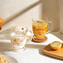 1 pieza Taza de vidrio con diseño de oso lindo, taza transparente para leche/desayuno, vajilla única - transparente - Ver 7