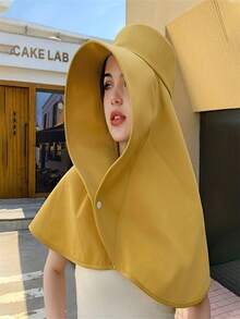 1pc Women's Large Shawl Sunblock Sun Hat, Beach Hat With Full Coverage Sun Protection - Multicolor - View 16