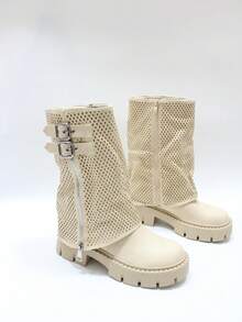 Women's Fashion Spring Boots - Beige - View 1