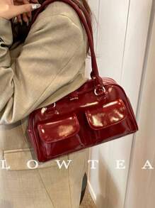 Bolsa de boliche com textura de nicho, bolsa de ombro feminina nova primavera/verão 2024, bolsa Boston de alta qualidade