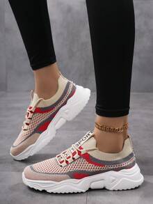 Women's Casual Sports Shoes, Versatile Fashion Breathable Slip-Resistant Anti-Odor Running Shoes, Lightweight Stylish Personalized Sneakers - Rusty Rose - View 4