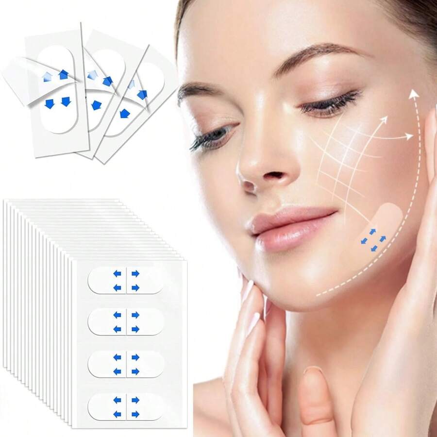 80pcs Invisible Face Lift Tapes, Instant Face Lifting Tapes, Waterproof Face Stickers, Breathable Face & Neck Tapes, For Lifting Wrinkles, Double Chin, Sagging Skin - Clear - View 1