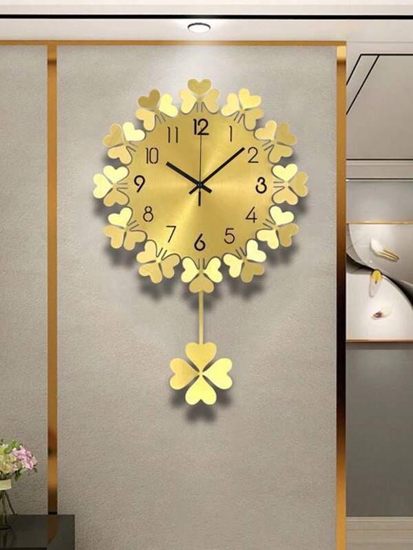 1Pc, Acrylic Creative Swinging Wall Clock, Unique Flower Design Wall Clock, Silent Clock Mechanism, Suitable For Living Room, Bedroom, Kitchen Home Decoration Clock, Holiday Birthday Gift. Room Decor Clock Wall Bedroom Decor Dormitory Decor Back To School