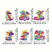 6 Stücke bunte Cartoon Drachen Baby Wolke Diamant Kunst Anhänger Schlüsselanhänger DIY Bastelset, süße Mosaik Schlüsselanhänger Taschenanhänger Dekoration, Geburtstagsparty Geschenk für das Jahr des Drachen