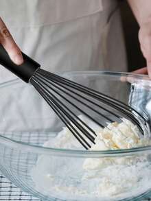 1 件硅胶手动打蛋器 - 手动打蛋器，家用烘焙工具，厨房用具 - 黑色 - 查看 7