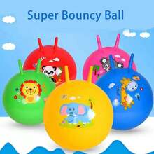 1 件大号加厚充气弹力球健身玩具，感官开发训练器材卡通手柄弹力球，适合健身锻炼