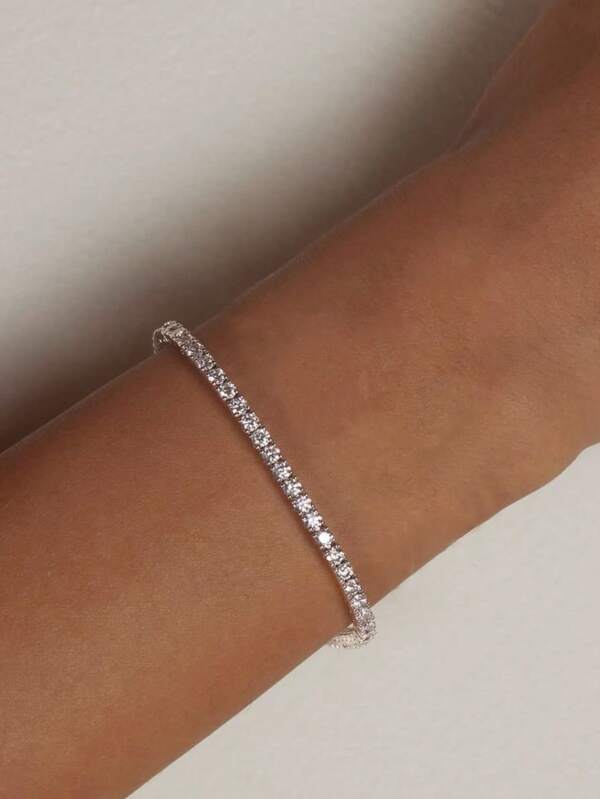 1 Stück Glitzer Mode Kristallarmband, Braut Hochzeit Bankett Schmuckzubehör für Frauen