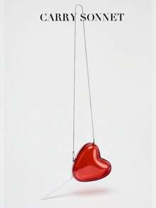 Bolso de mano de estilo elegante para eventos de gala con diseño semi-transparente de corazón y paleta. Características: asa de cadena desmontable y hebilla magnética, bolso cruzado con forma de paleta con corazón. Construcción semi-transparente. Correa de cadena extraíble. Cierre magnético. Bolsos, regalos para maestros, artículos esenciales para vacaciones, artículos esenciales para viajes