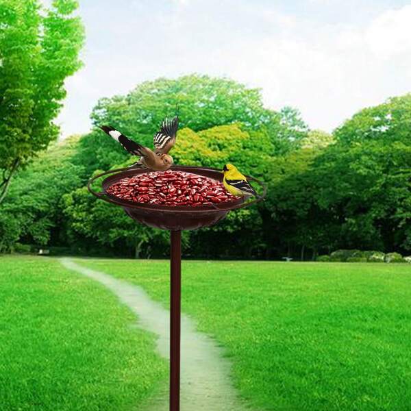 1pc Metallic Pattern Bird Feeder, Easy Installation, Outdoor Use To Add Ambiance, Ideal For Bird Enthusiasts