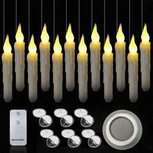1pc/12pcs/20pcs Floating LED Candles With Remote Control - Indoor Home Room Classroom Bedroom Birthday Party Wizard Christmas Decor, Includes Fishing Line, Halloween Decor (2AA Batteries Not Included) - Warm Color - View 13