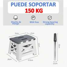 Banco Plegable, Taburete Portatil, Silla Plegable Portatil, para Niños y Adultos, Soporta hasta 150 kg, Antideslizantes, Ligero y Resistente,Ideal para Camping,Barbacoas, Cocina, Baño(Verde) - Gris - Ver 6