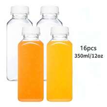 6 Packs 13.6 OZ (400 Ml) Clear PET Plastic Juice Bottles With Black Lids- Plastic Smoothie Bottles Ideal For Juice, Milk And Other Beverage,Empty Plastic Juice Bottles With Leak-Proof Caps Clear Water Bottle, For Outdoor, Camping