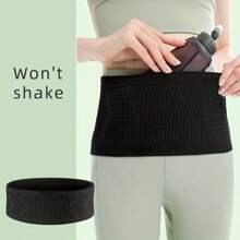 Pochete invisível para corrida - malha sem costura, nylon respirável com padrão de diamante, cinto elástico com absorção de choque, adequada para corrida e condicionamento físico, ótima para caminhadas - preta, visual esportivo moderno, bolsa de cintura leve, pacote de condicionamento físico