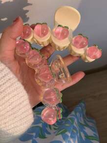 1pc Women's Transparent Pink Peach Cute Cartoon Hairclip, Suitable For Everyday Use Hair Claws Claw Clips Hair Clips Hair Jaw Clip Hair Clamps Hair Clutch Hair Catcher Clip
