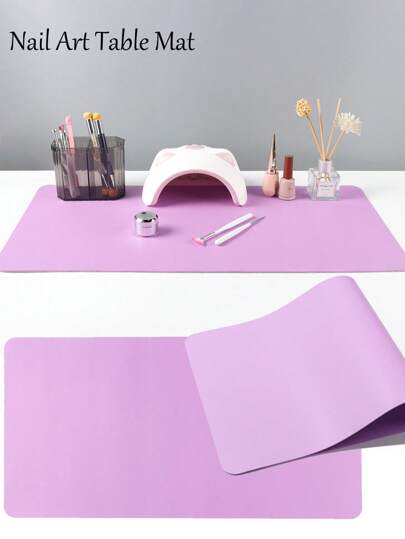 FULL BEAUTY Tappetino grigio per tavolo da manicure impermeabile e pieghevole, poggiabraccio imbottito per unghie, in morbida pelle microfibra, resistente e durevole, tappetino per manicure, tappetino per tavolo da lavoro per tecnici delle unghie, per salone o uso domestico, adatto anche per Natale