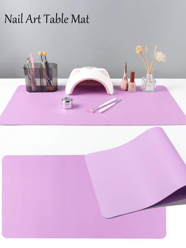 FULL BEAUTY Purple Nail Art Table Mat Portable Foldable Nail Art Armrest Mat Microfiber Leather Soft Nail Art Mat Nail Art Table Mat Waterproof Dirt Resistant Durable Arm Rest Pad, Manicure Pad Nail Table Pad Desk Mat For Nail Art Salon