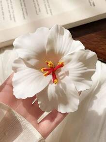 1-3 buc/set accesorii pentru agrafe de păr cu flori de hibiscus pentru întoarcerea la școală, ornament simplu și casual pentru plajă, agrafă de păr florală din rășină dulce, la modă, agrafă de păr pentru plajă, gheară de păr cu hibiscus alb, potrivită pentru naveta, vacanță, călătorie, decorarea ținutelor de plajă