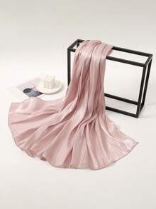 1件套阿巴雅配饰，基础款女士纯色丝绸岛屿优雅柔软头巾，光泽亮丽，风格保守，阿拉伯休闲长围巾，适合日常佩戴，柔软头巾，遮面服饰，连衣裙