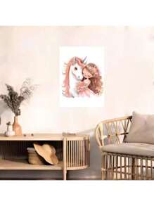 1/6PCS Optional Frame Posters Wall Arts Modern Pink Ballerina Girl Unicorn Butterfly Poster Kids Room Decorative Posters Wall Bedroom Decor ,Wall Art With Frame