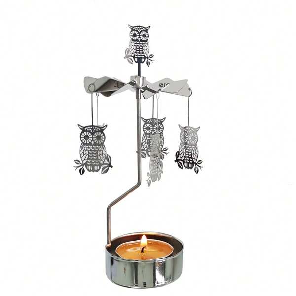 Decoration Tealight Holder Owl Rotary Candle Holder Metal Tealight Spinning For Festival Small Gifts