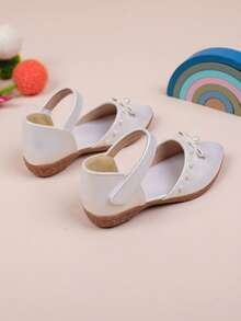 Girls' Hollow Bowknot Pearl Soft Sole Princess Ballet Dance Shoes, Suitable For Spring And Summer - White - View 6