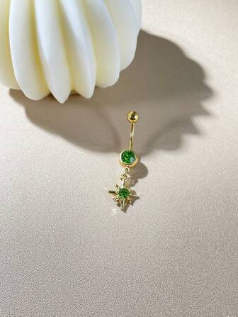 1개 패셔너블한 틈새 팔각성 라인스톤 스테인리스 스틸 배꼽 링, 여성용 다용도 액세서리, 벨리 댄스, 나이트클럽, 해변, 발렌타인데이, 카니발, 파티, 데일리 웨어에 적합