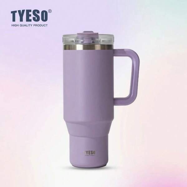 TYESO TYESO Mug de voyage en acier inoxydable 900/1200 ml (30/40 oz) - Tumbler à double paroi isolé sous vide avec poignée et paille, garde le chaud/froid pendant 24h, pour café, thé, eau, utilisation en voiture et en extérieur