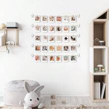 Hanging Photo Display Room Picture Wall Decor,4x6 Photo Collage Picture Frames For Wall Hanging With 30 Clips Multi Photo Wall For Dorm Room Decor - White - View 6
